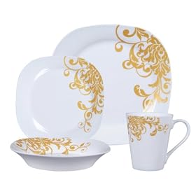 Buy Gibson Aristocracy Gold 16-Piece Fine China Dinnerware Set