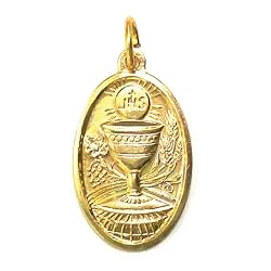 First Communion Gold Plated Oxidized Medal - MADE IN ITALY