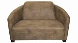 'SEATTLE' CONTEMPORARY BONANZA 808 BROWN / BEIGE FAUX SUEDE DESIGNER TWIN TUB CHAIR / SOFA ~ BY XYZ