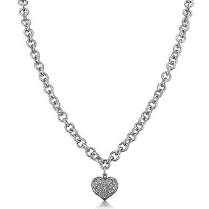 Sterling Silver Pendant Cubic Zirconia CZ Accent Heart C