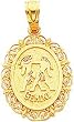 14K Gold Gemini Zodiac Oval Charm