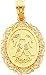14K Gold Gemini Zodiac Oval Charm