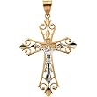 14K Two-Tone Gold Crucifix Pendant - 50.50x36.50mm