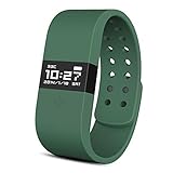 Easy SMX ERI Bluetooth 4.0 Fitness Activity Tracker Bracelet & Sleep Monitor Smart Wristband w/LED Touch Screen Waterproof IP67 Thermometer Measuring Heart Rate for Andriod & Ios (Green)