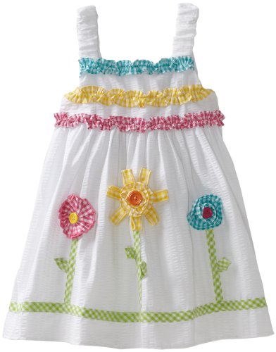 Good Lad Baby-girls Infant Seersucker Sundress With flower Appliques, White, 12 Months