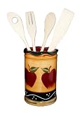 Kitchen Utensil Holder, Tool Set Country Apple Decor
