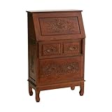 Hand-Carved Pecan Finish Secretay Writing Desk