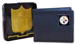 Pittsburgh Steelers Executive Leather Bifold Wallet in a Tin - NFL Football Fan Shop Sports Team Merchandise