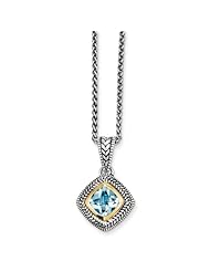 Sterling Silver 14K Gold 3.00 Sky Blue Topaz 18in Vintage Style Necklace 3ct