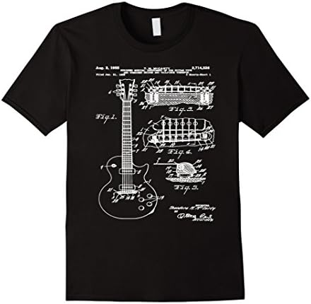 Men's guitar center shirt Gibson Les Paul Patent T Shirt, Guitar S XL Black