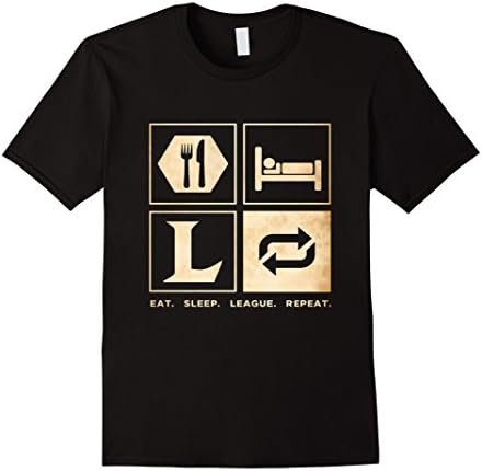 Men's Gamer: LOL Eat Sleep League Repeat gaming T shirt 2016 Large Black