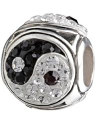 SilveRado(tm) MCB014 Bling Yin Yang Bead / Charm