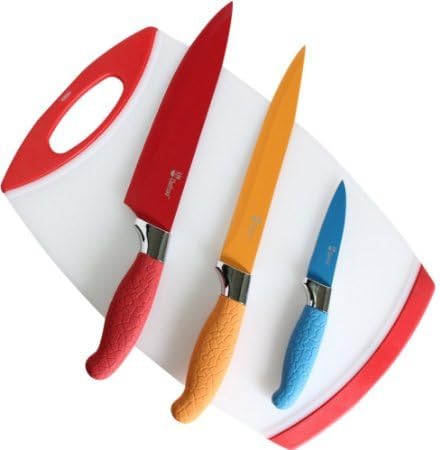 Cutting Board Set Plus Kitchen Knives by Chefcoo? - Includes Cutlery Chef's, Utility, Paring Cooking Knives, Chopping Board Set