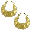 14 Karat Yellow Gold Electroform Style Hoop Earrings