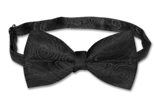COVONA Collection BOWTIE Solid BLACK Color Men's Bow Tie for Tuxedo or Suit