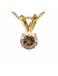 1 CT Champagne Diamond Solitaire Pendant 14K Gold