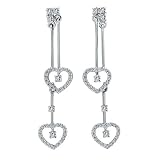 14K White Gold Diamond Heart Drop Earrings (0.61 ctw, G-H, SI)
