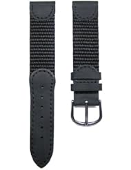 17mm Black Leather & Nylon Watch Band Fits Victorinox Swiss Army Original Small 24240, 24241 & 24379