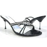 Black Shiny Formal Slides Chrome Heels