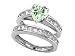 3.50 cttw Sterling Silver 14K White Gold Plated Genuine Heart Shape Green Amethyst Wedding Set - Gold Plated Silver