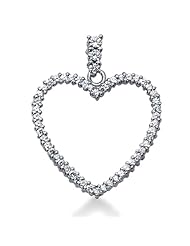14K Gold Share Prong set Diamond Heart Pendant (1.27 cttw, F - G Color, SI2 Clarity)