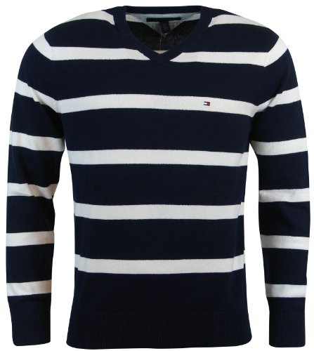 Tommy Hilfiger Mens Striped V-Neck Pullover Sweater