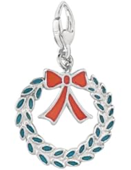 Sterling Silver ENAMEL CHRISTMAS WREATH Charm