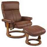 Dutailier Ultramotion Stockholm European Classic Recliner Chair and Ottoman Set, Brown