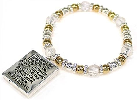 4031458 Serenity Prayer Picture Frame Locket Style Stretch Bracelet Bead Beaded