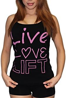 FitChick Women's Racerback - Live Love Lift - Tanktop Shirt (Medium, Black / Pink)