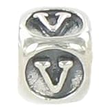 Quiges Beads Sterling Silver Alphabet letter V
