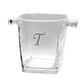 Culver Inc., Monogram T Square Base Glass Cooler Ice Bucket by Culver