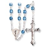 Blue Crystal Beaded 17.5" September Birthstone Rosary