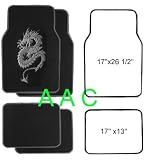 A Set of 4 Universal Fit Plush Carpet Floor Mats for Cars / Truck - Dragon Silver