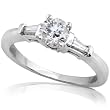 3/4 ctw Round Brilliant & Baguette Cut Diamond Engagement Ring in 14kt White Gold