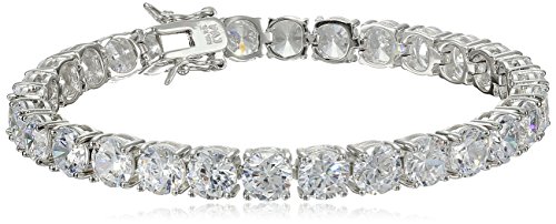 Sterling Silver and Round-Cut Cubic Zirconia Tennis Bracelet, 7.25"