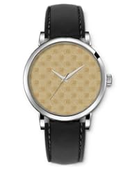 SPRAWL Aanalog Fashion Series Silver Ladies Watches of Genuine Black Leather Strap,Unique Wrist Watch for Women Girls Designed with Opaque golden cubes