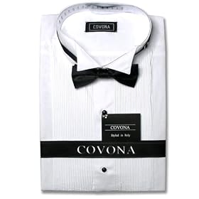 Men's Tuxedo White Dress Shirt w/ Black Bow Tie