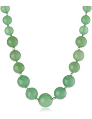 8-16Mm Graduated Aventurine Accented with Sterling Silver Beads and Clasp Necklace, 18"
