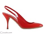 Miu Miu By Prada Women's Red Patent Leather Slingback Heels Shoes