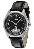 Men's Stainless Steel Perpetual Calendar Quartz Day Date Black Dial Black Leather Strap