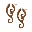 SUMBA - Organic Hand Carved Sono Wood Earrings with Wood Post - From Indonesia - Sold as a Pair - 25mm x 50mm