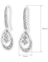 (X1000Diamond) 18K/750 White Gold "Amour" Diamond Dangling Earring (0.03 cttw, G-H Color, VS2-SI1 Clarity)