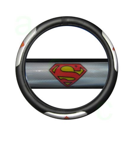  Sure Grip Steering Wheel Cover - Classic Superman Red and Yellow Shield in Silver Reflector