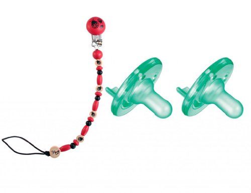 Bink Link Pacifier Holder with 2 Soothies, Ladybug