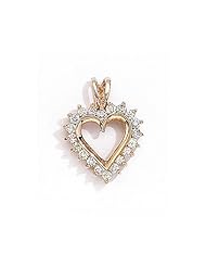 14K Yellow Gold Diamond Heart Pendant plus 18" Chain