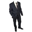 Jones Black Single Breasted Suit With Fine Alternating Black/Brown stripe