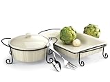 Mayfair & Jackson 5 Piece Cream Stoneware Set with Stand 5154CRM