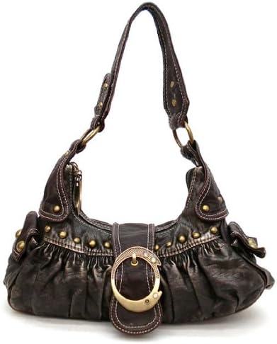 Designer Inspired Belt G Brass Ring Ruffles Rhinestone Pocket Satchel Bag Handbag