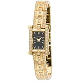 Pulsar Ladies Swarovski Crystal Jeweled Gold-Tone Black Dial Watch #PEGE26 by Pulsar